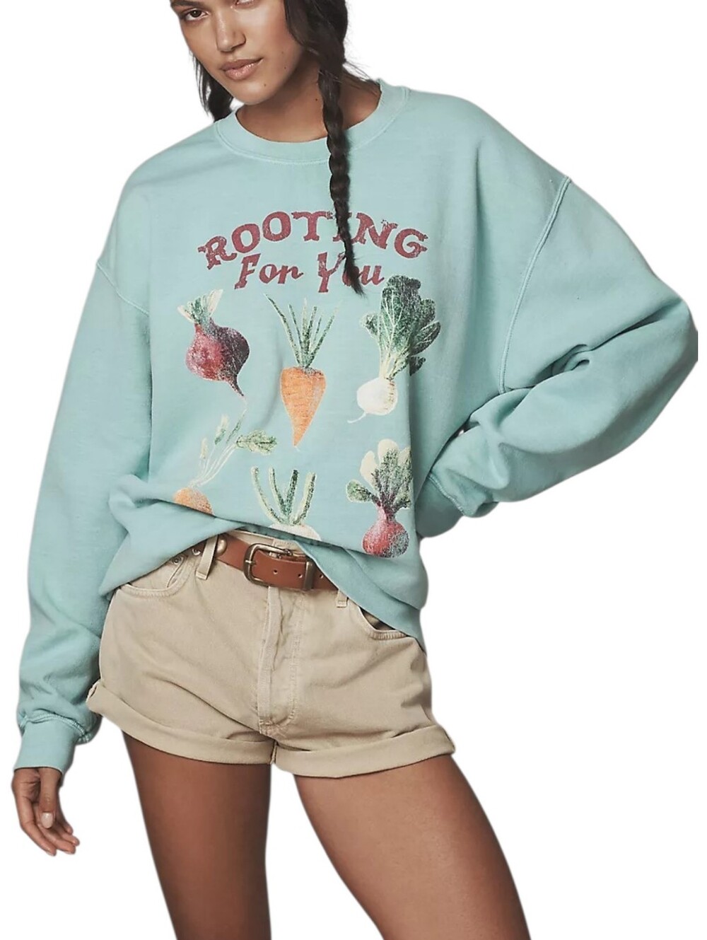 By Anthropologie Rooting For You Sweatshirt Women Large Blue Cotton Graphic